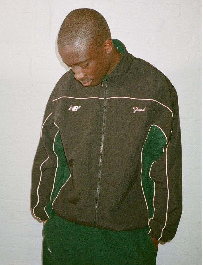 Grand x New Balance Fleece Lined Nylon Jacket Black/Forest Green jackets Grand Collection 