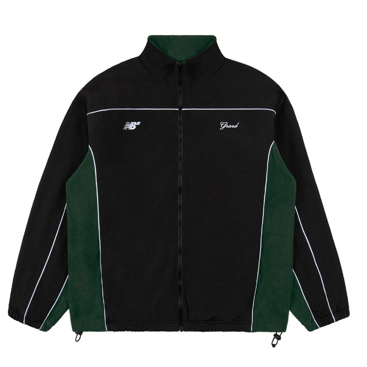 Grand x New Balance Fleece Lined Nylon Jacket Black/Forest Green jackets Grand Collection 
