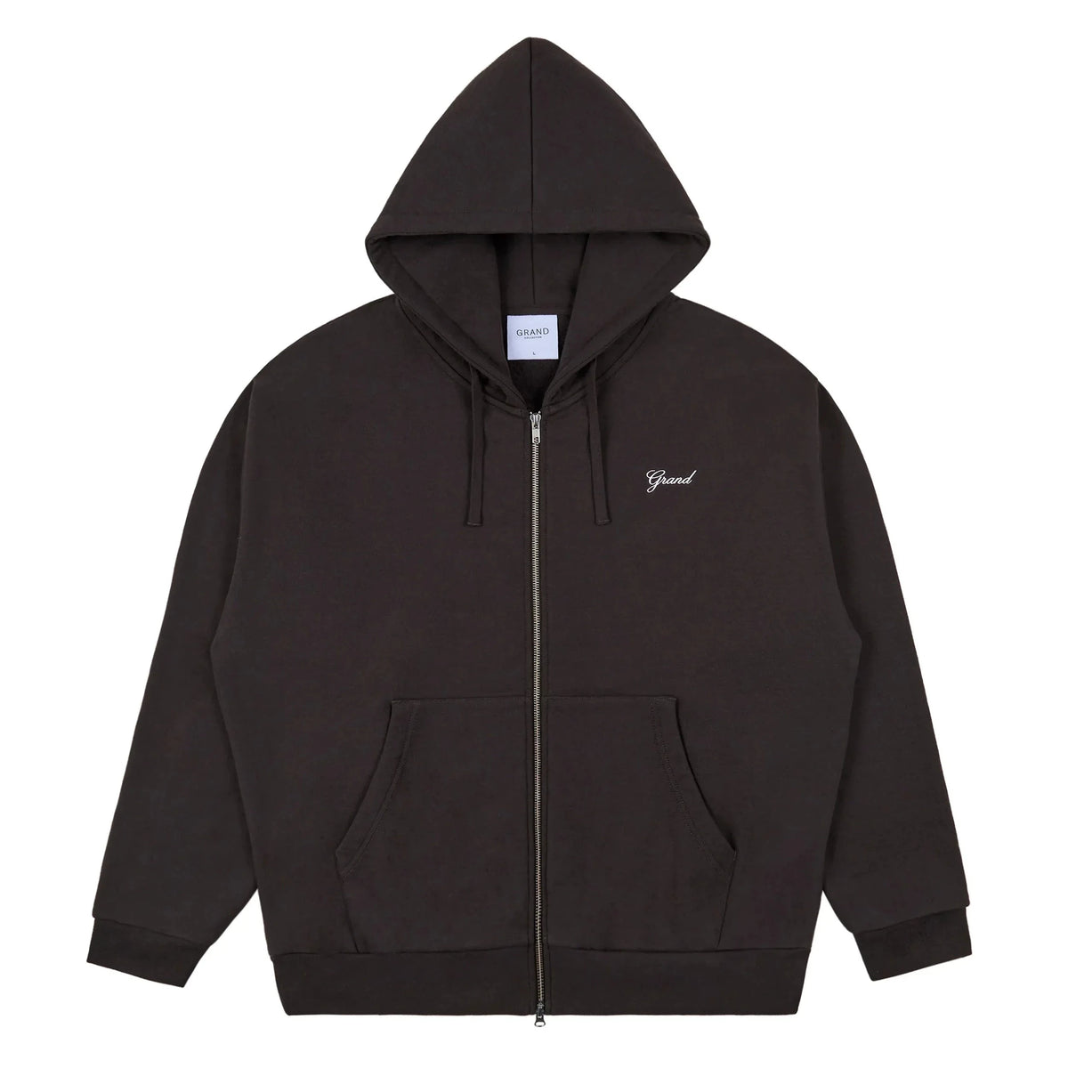 Grand Zip Up Script Hoodie Espresso hoodies Grand Collection 