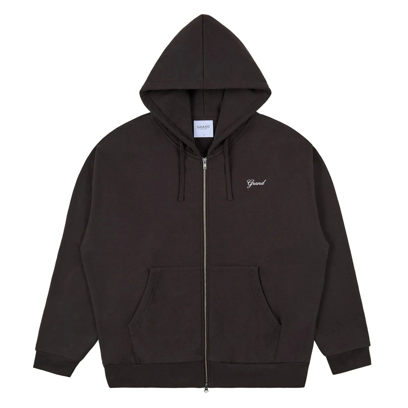 Grand Zip Up Script Hoodie Espresso hoodies Grand Collection 