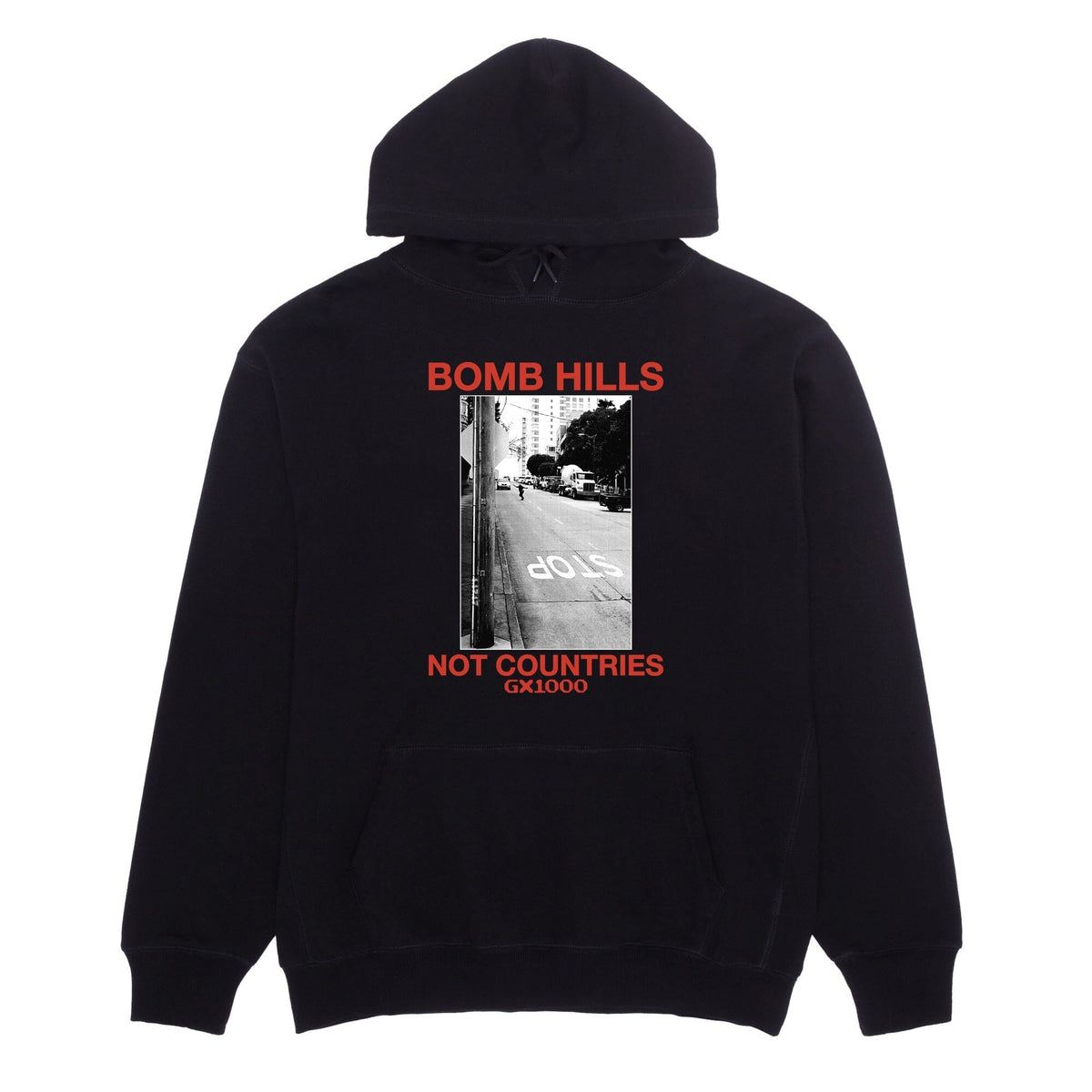 GX1000 Bomb Hills Not Countries Hoodie Black/Red hoodies GX1000 