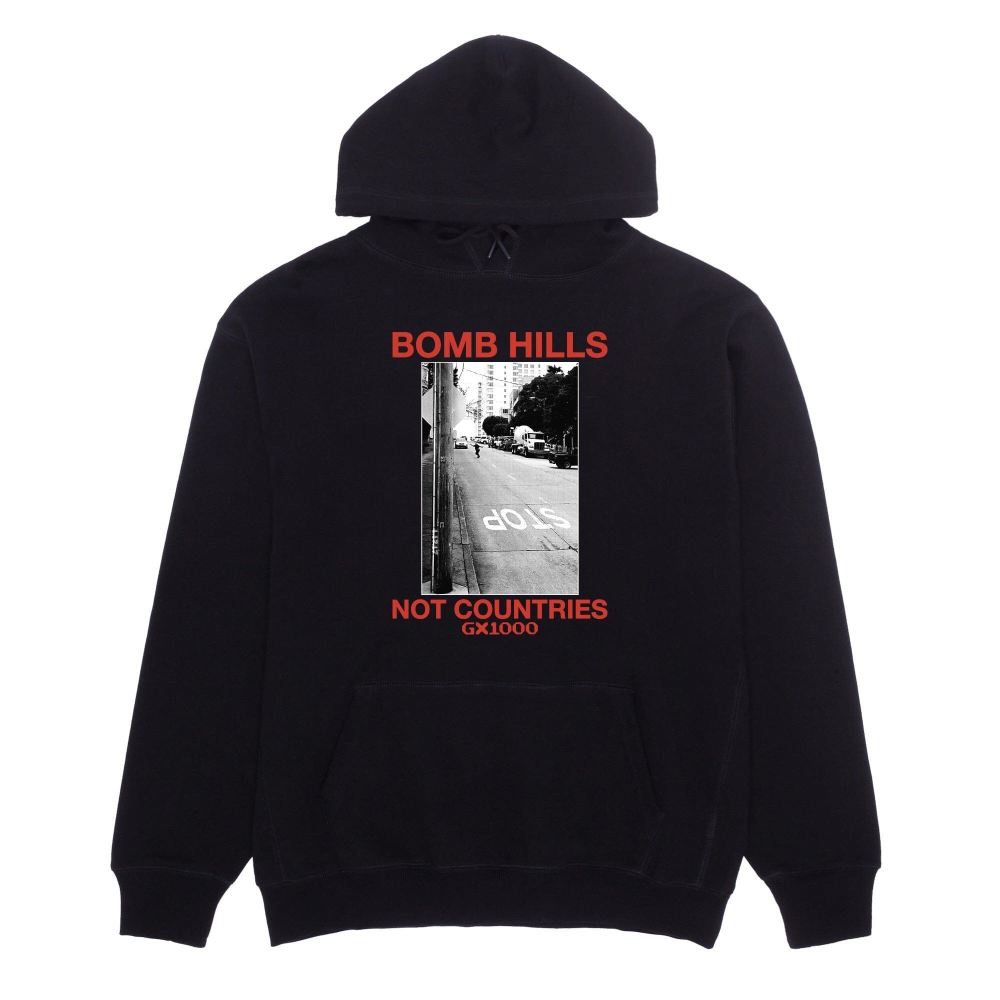 GX1000 Bomb Hills Not Countries Hoodie Black/Red hoodies GX1000 