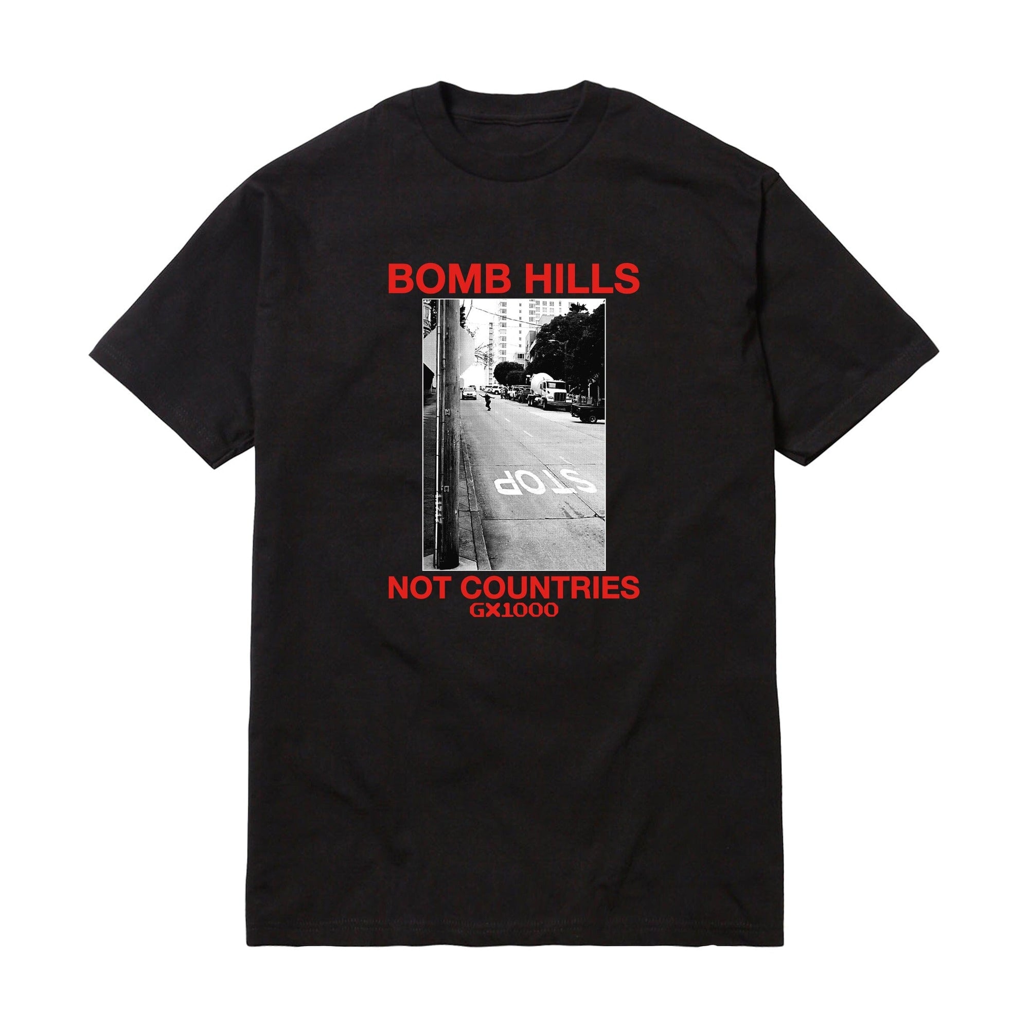 GX1000 Bomb Hills Not Countries Tee Black/Red tees GX1000 
