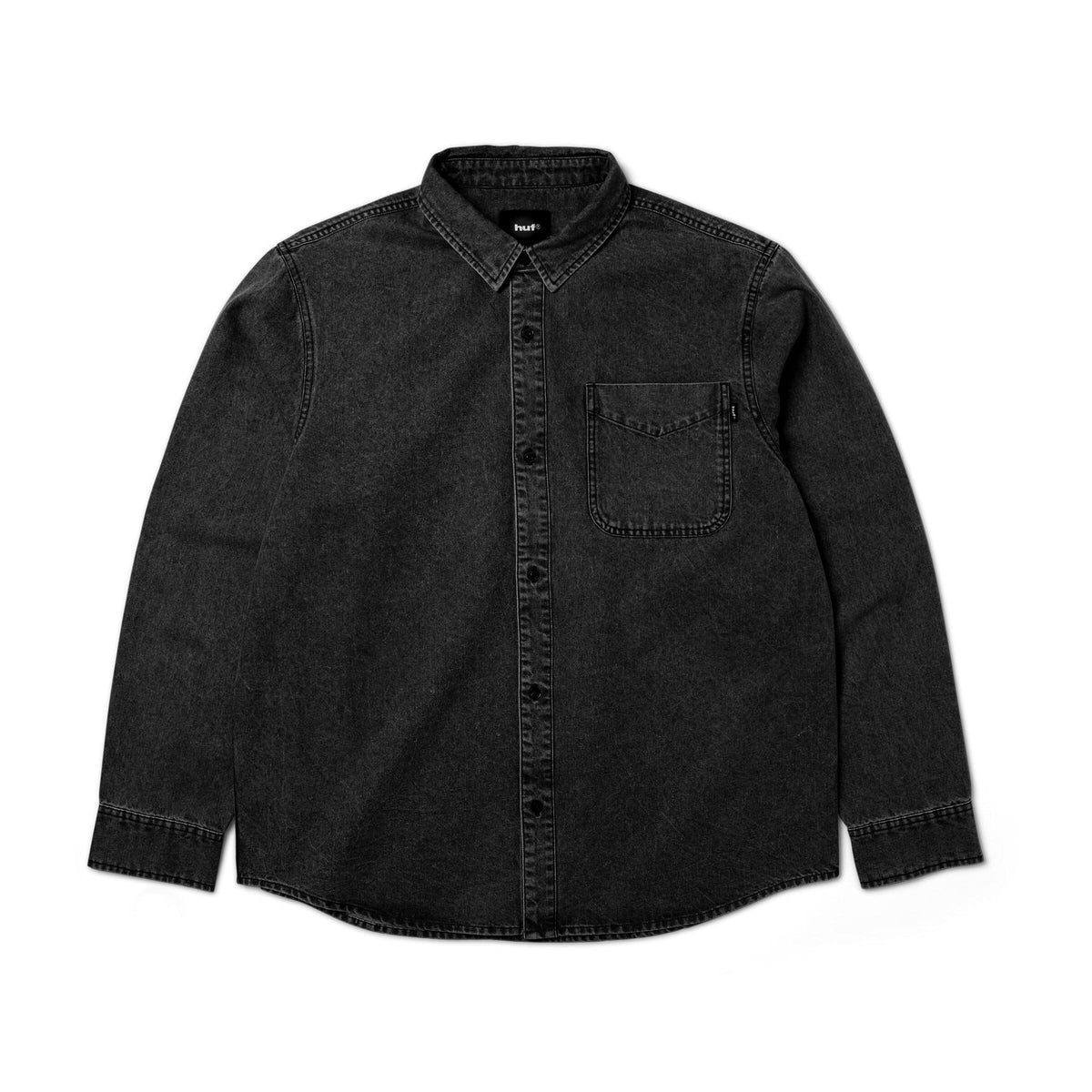 HUF Carson Overdyed Denim Shirt Black shirts HUF 