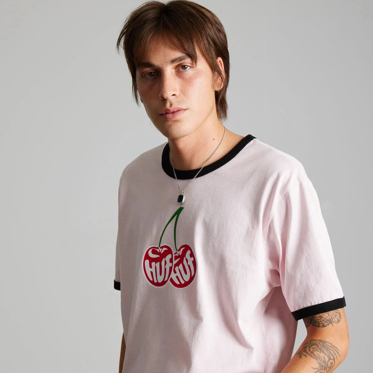 HUF Cherries Ringer Tee Dusty Pink tees HUF 