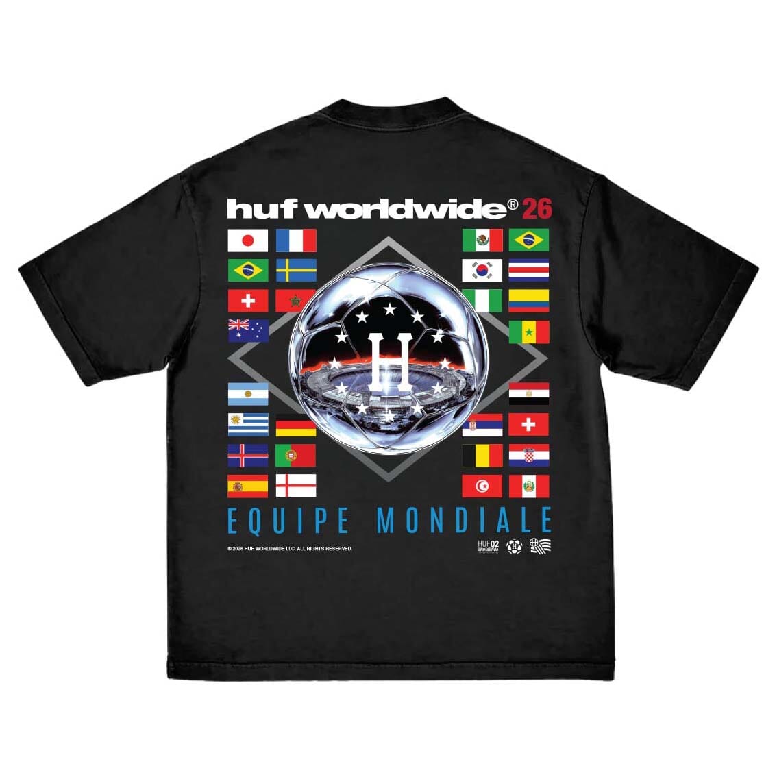 HUF Equipe Mondial Tee Black Tees HUF 
