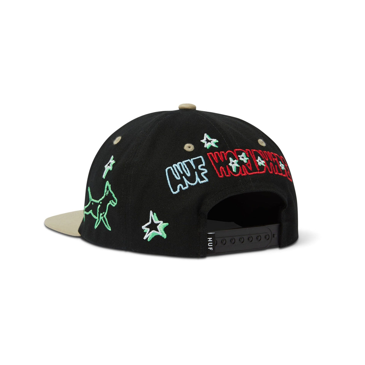 HUF Fetch 6 Panel Snapback Hat Black Hats HUF 