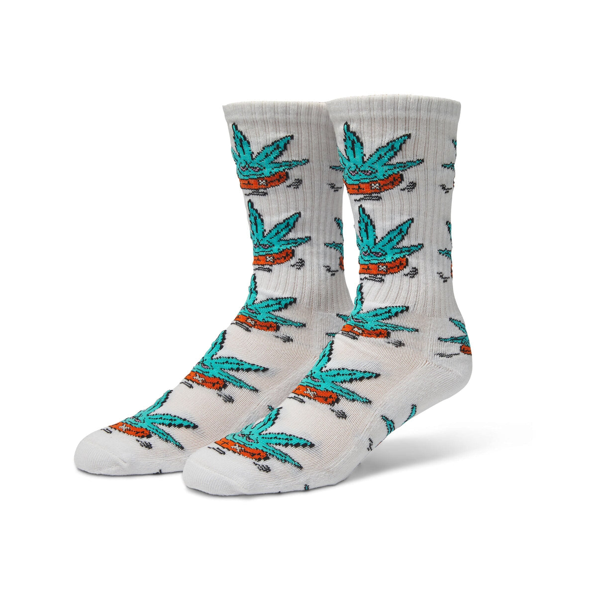 HUF Green Buddy Floatie Crew Sock White Socks HUF 