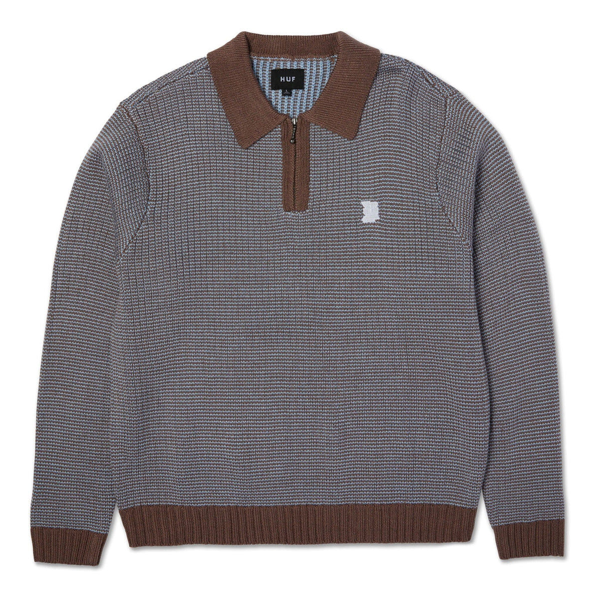 HUF Megablast Two Tone Waffle Sweater Washed Blue/Moss sweaters HUF 