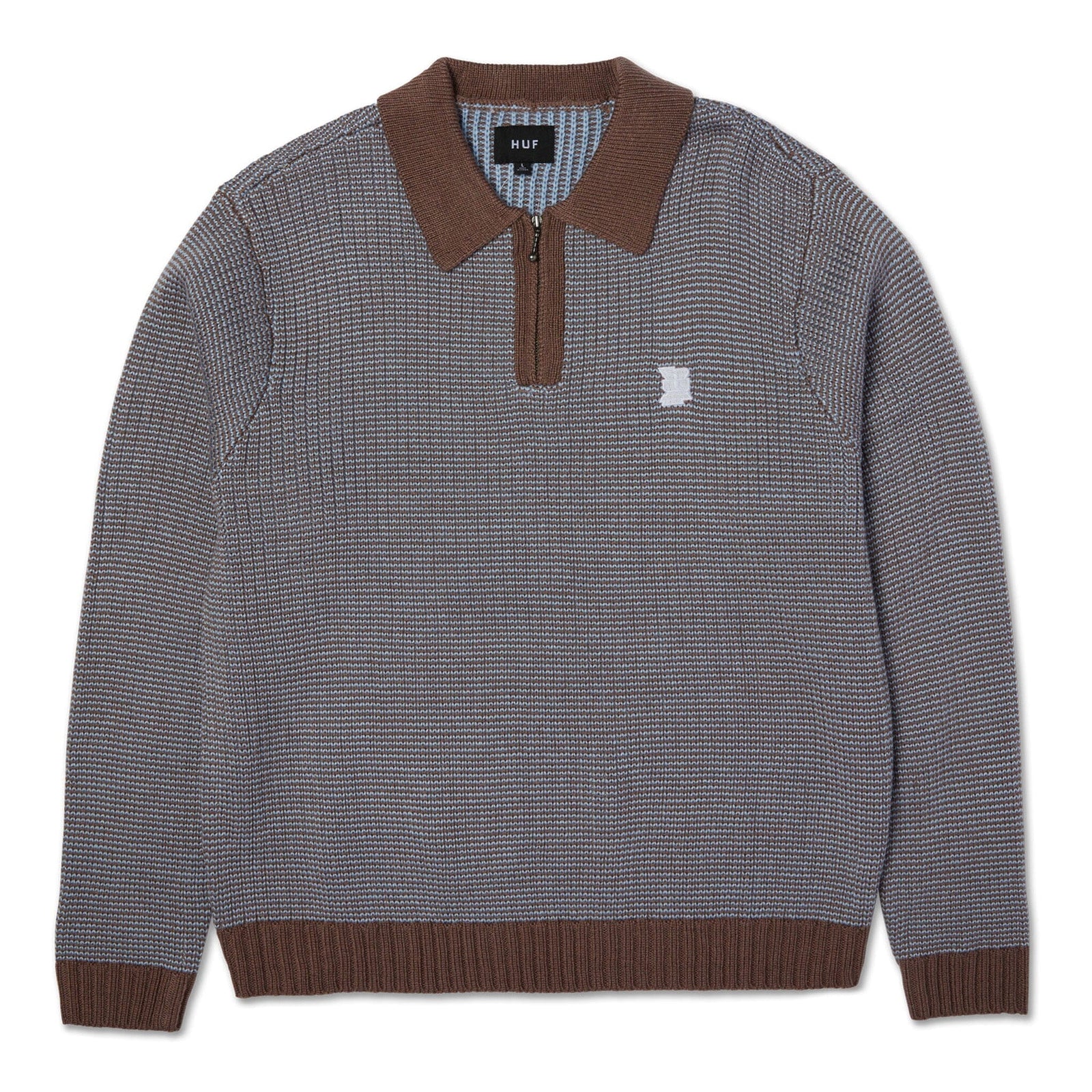 HUF Megablast Two Tone Waffle Sweater Washed Blue/Moss sweaters HUF 