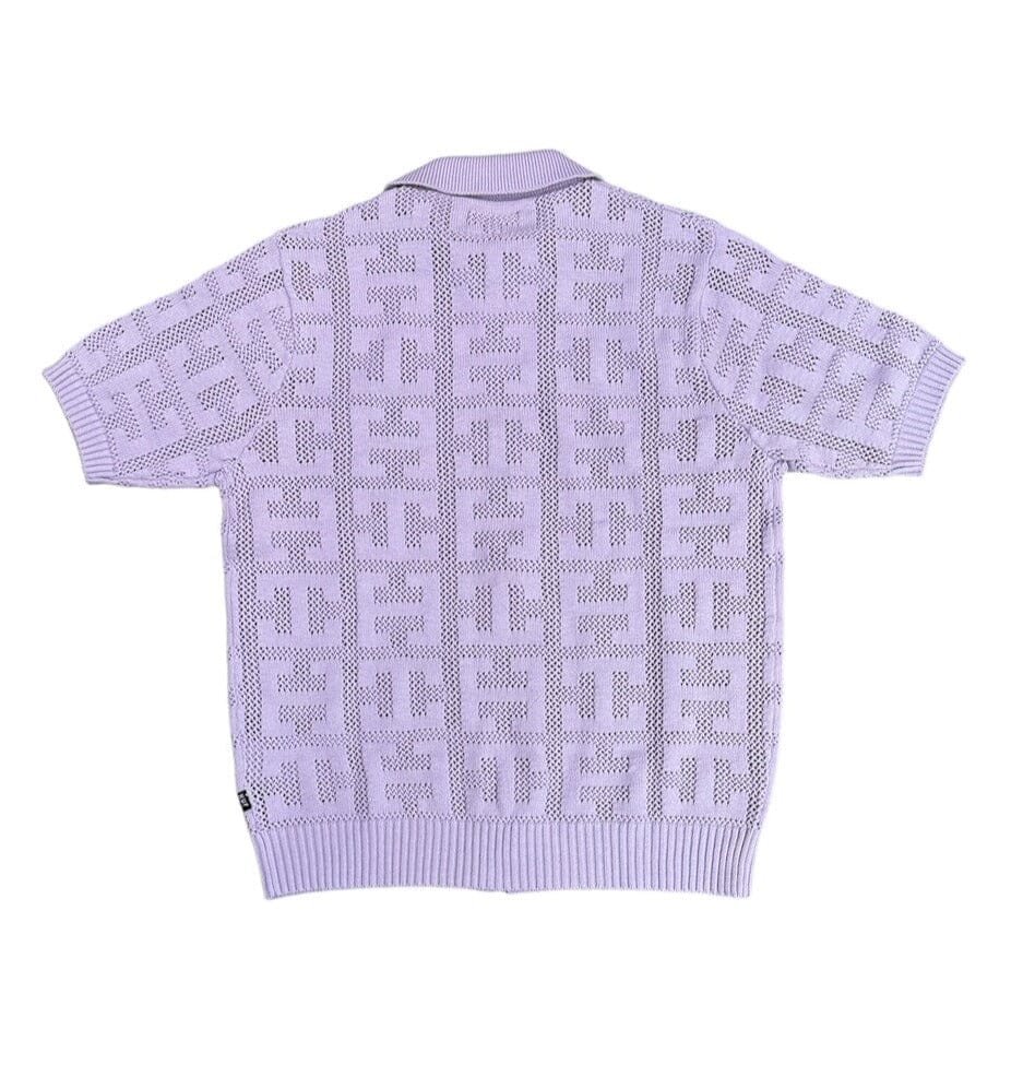 Huf Monogram Jacquard Knit Zip Sweater Lavender - Coureur Goods