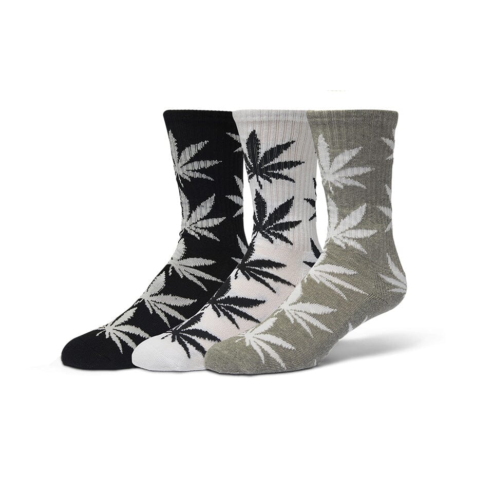 HUF Plantlife 3 Pack Crew Socks White/Black/Heather Socks HUF 