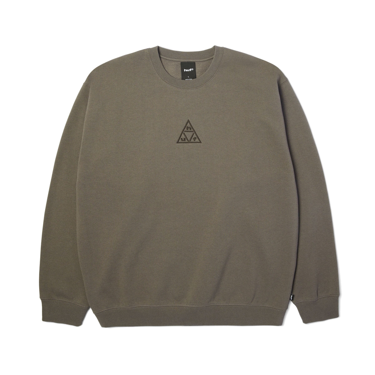 HUF Triple Triangle Embroidered Crew Dark Earth/Brown crewnecks HUF 