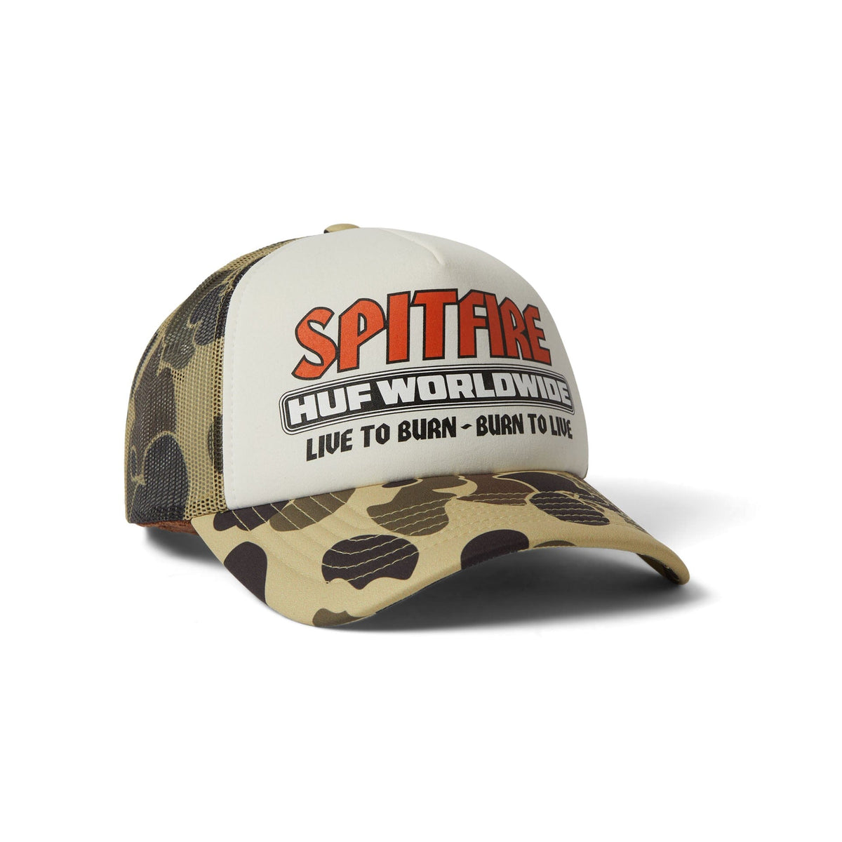 HUF x Spitfire Burn Forever Trucker Hat Camo hats HUF 