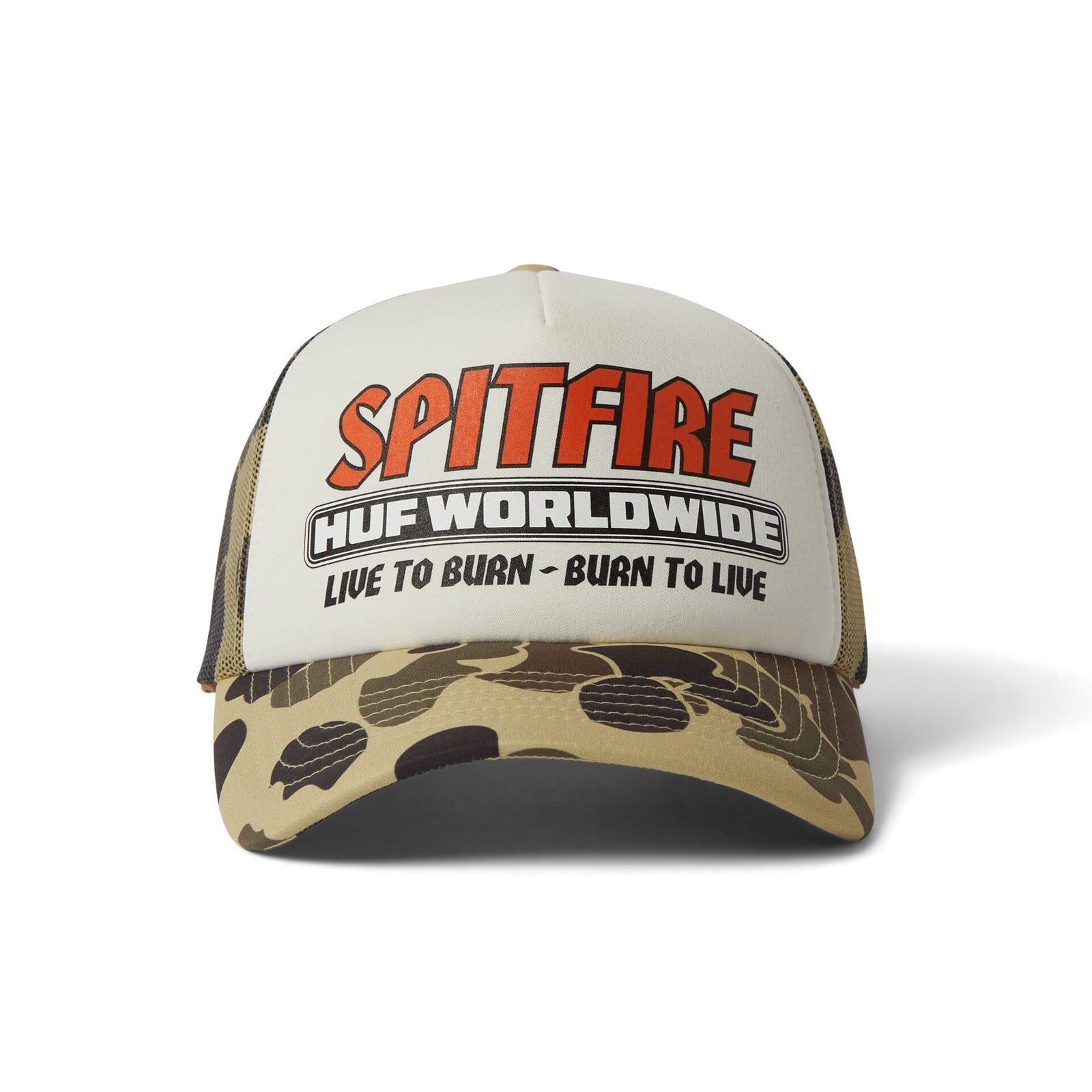 HUF x Spitfire Burn Forever Trucker Hat Camo hats HUF 
