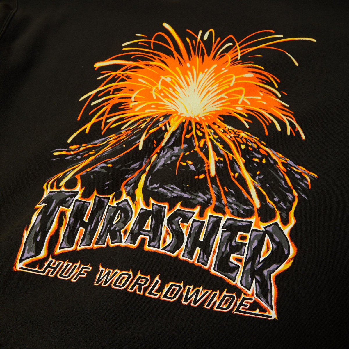 HUF x Thrasher Heavyweight Hoodie Washed Black hoodies HUF 