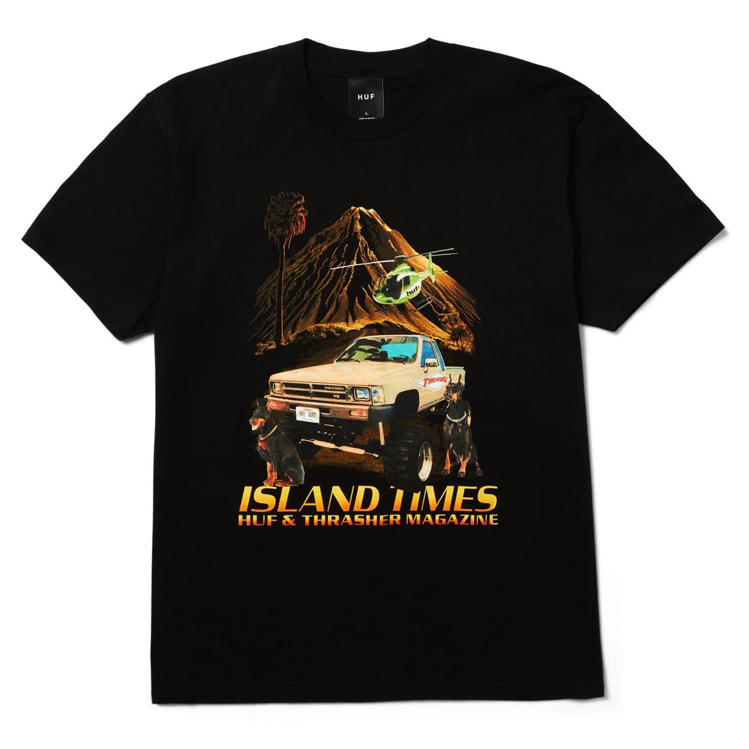 HUF x Thrasher Island Times Tee Black Tees HUF 