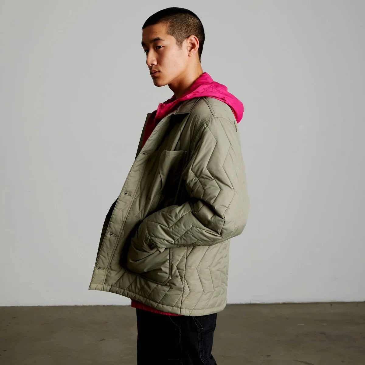 HUF Zig Zag Quilted Chore Jacket Sage jackets HUF 