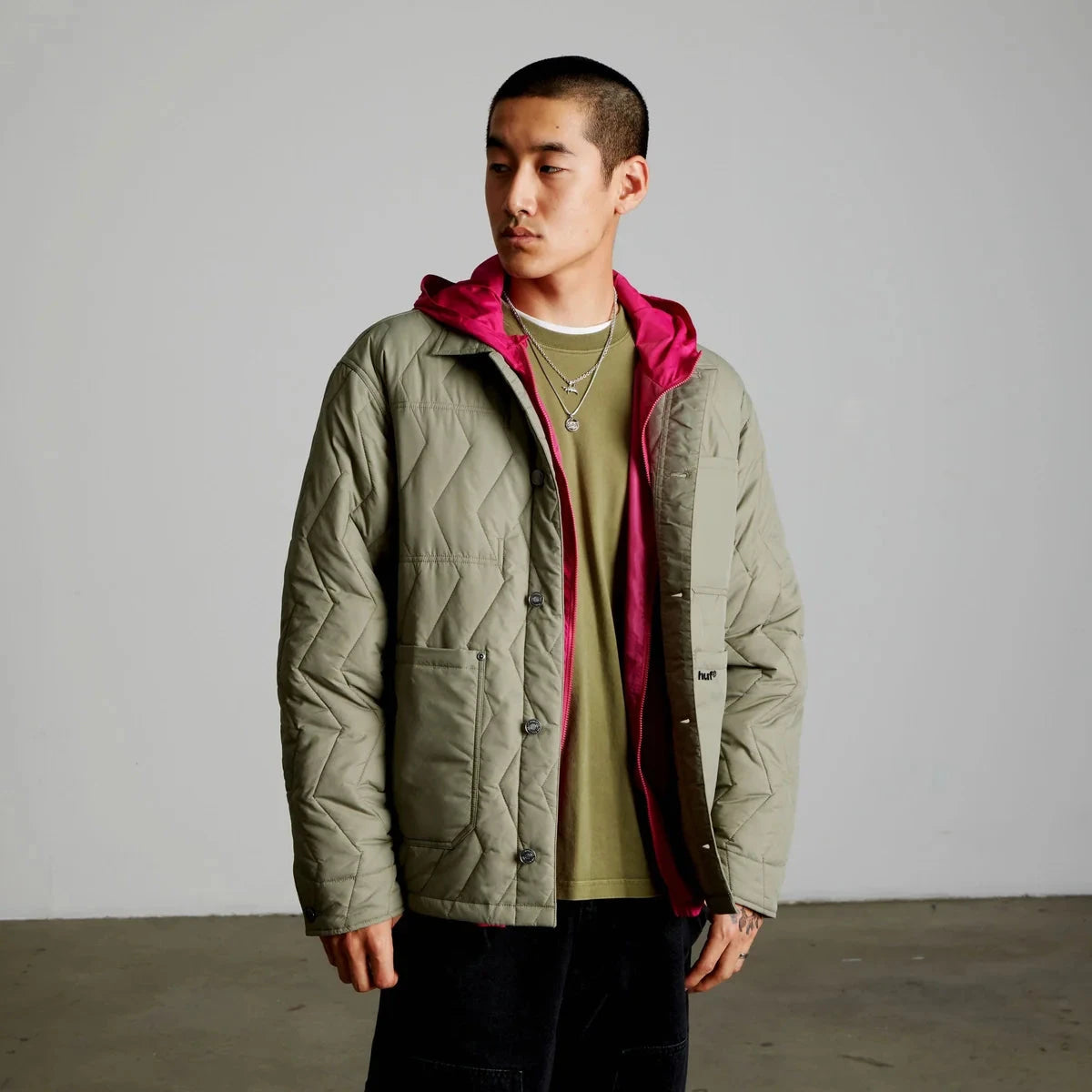 HUF Zig Zag Quilted Chore Jacket Sage jackets HUF 