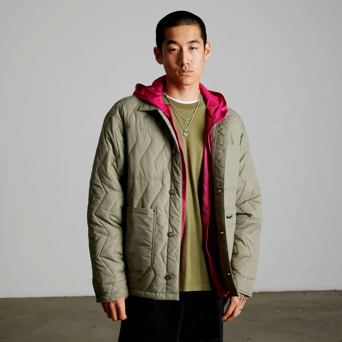 HUF Zig Zag Quilted Chore Jacket Sage jackets HUF 