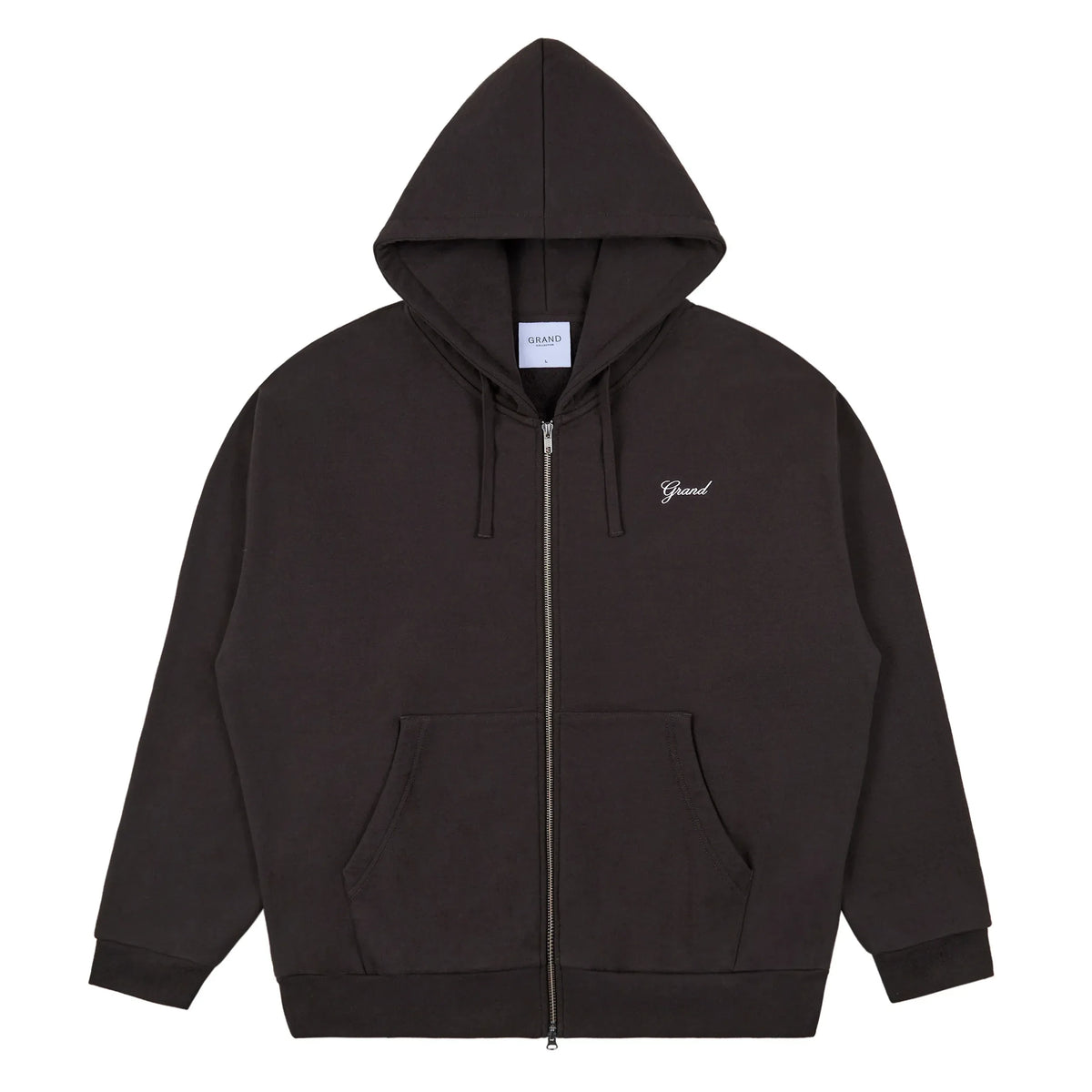 Grand Zip Up Script Hoodie Espresso