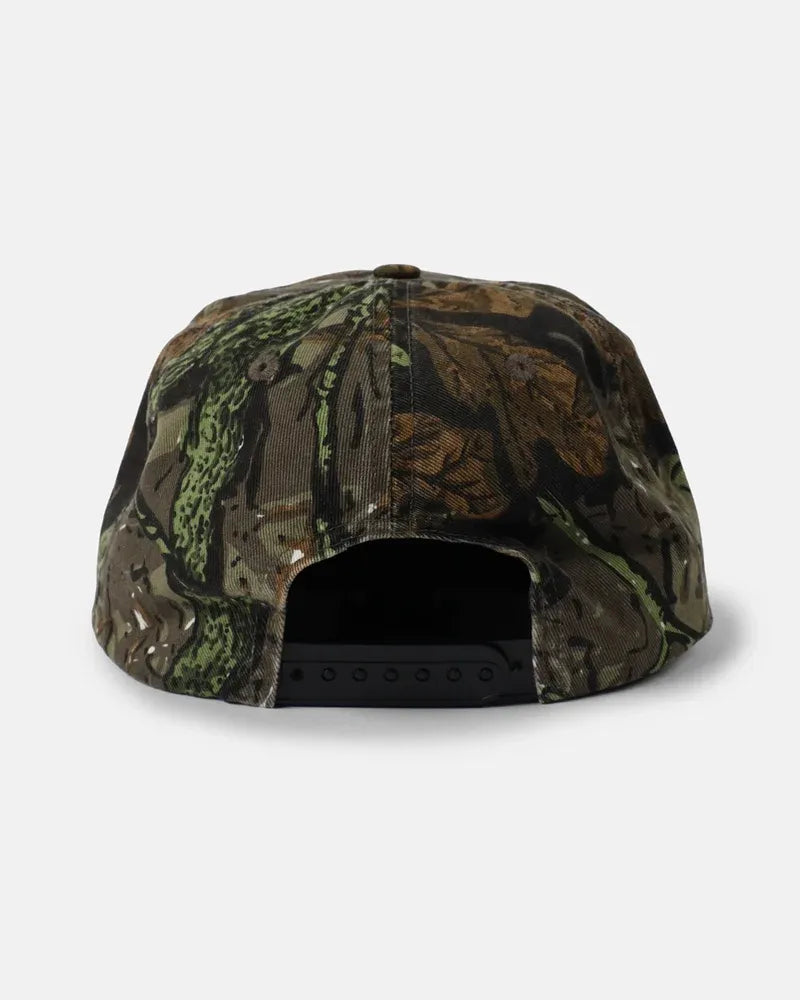 Thrasher Flame Distressed Snapback Hat Camo