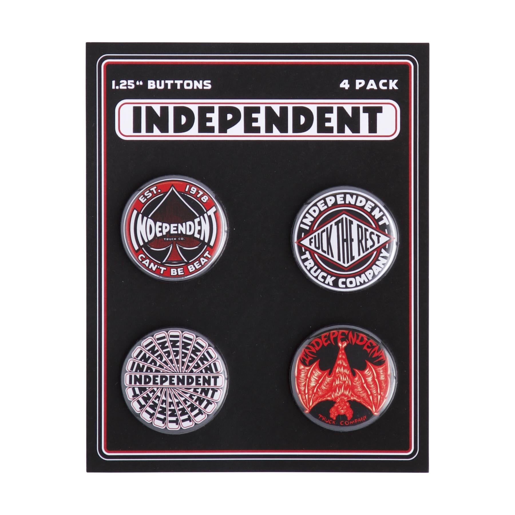 Independent Array 4 Pack Button Pin Set Black/Red accessories Independent 