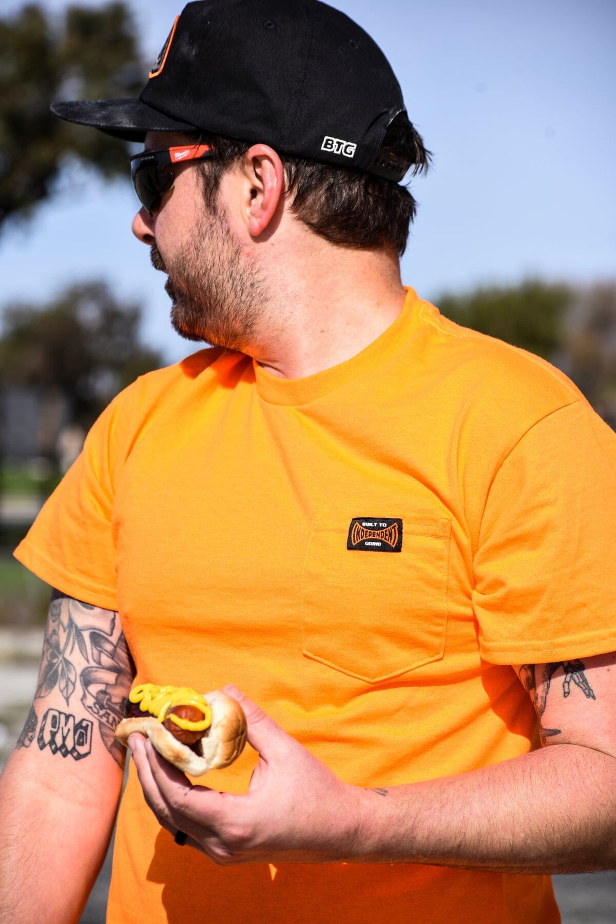 Independent Built to Grind Heavyweight Pocket Tee Safety Orange Tees Independent 