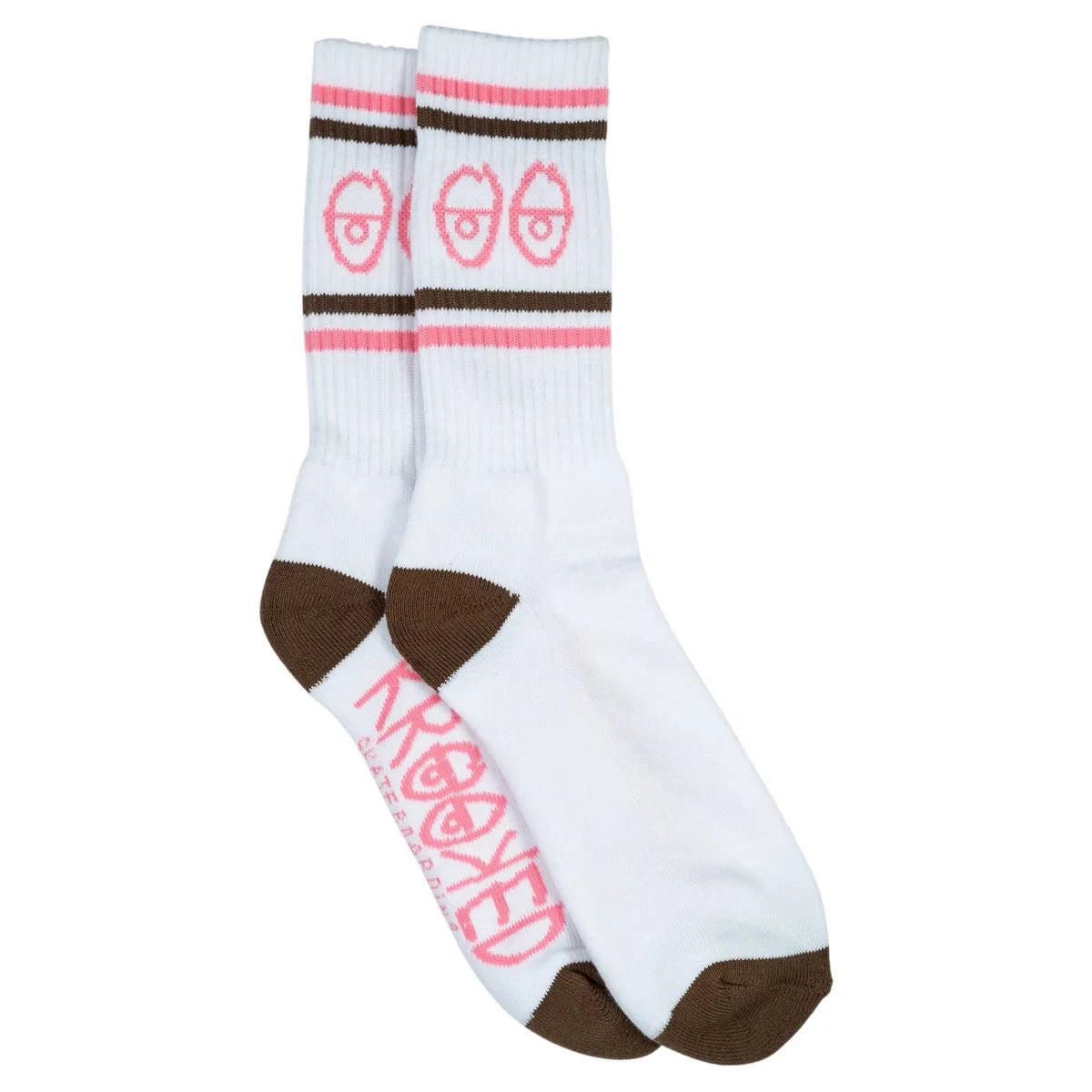 Krooked Eyes Socks White/Brown/Pink Socks Krooked 