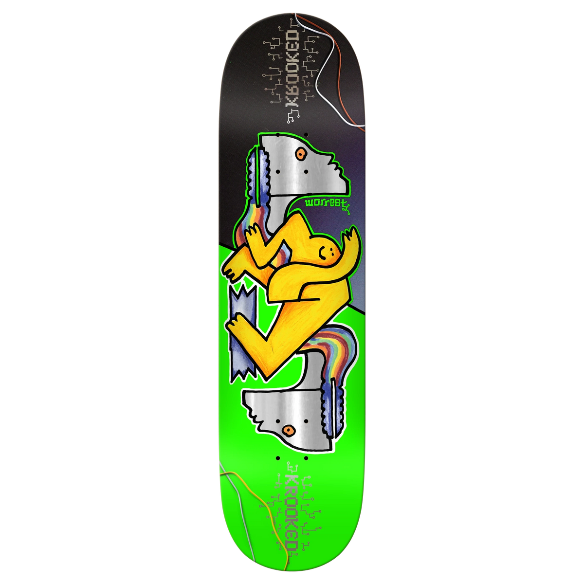 Krooked Worrest Neon Robot Twin Tail Slick Deck 8.3 decks Krooked 