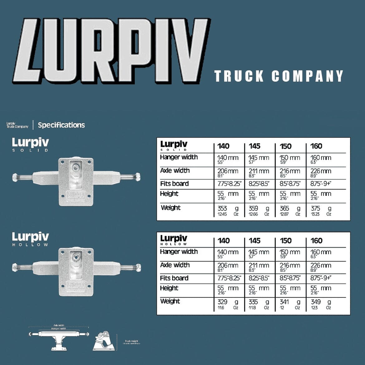 Lurpiv Polished Hollow Trucks (Various Sizes) trucks Lurpiv 