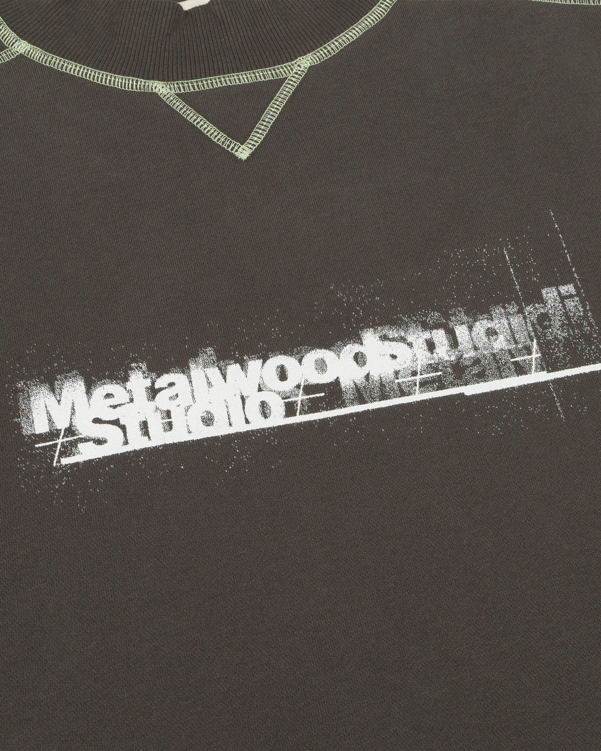 Metalwood Contrast Stitch Mock Neck Sweatshirt Grey crewnecks Metalwood Studio 