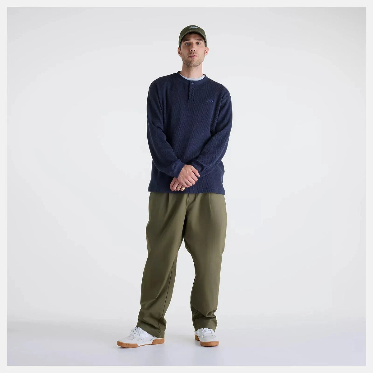 New Balance Numeric Waffle Knit Henley Dark Night shirts New Balance Numeric 