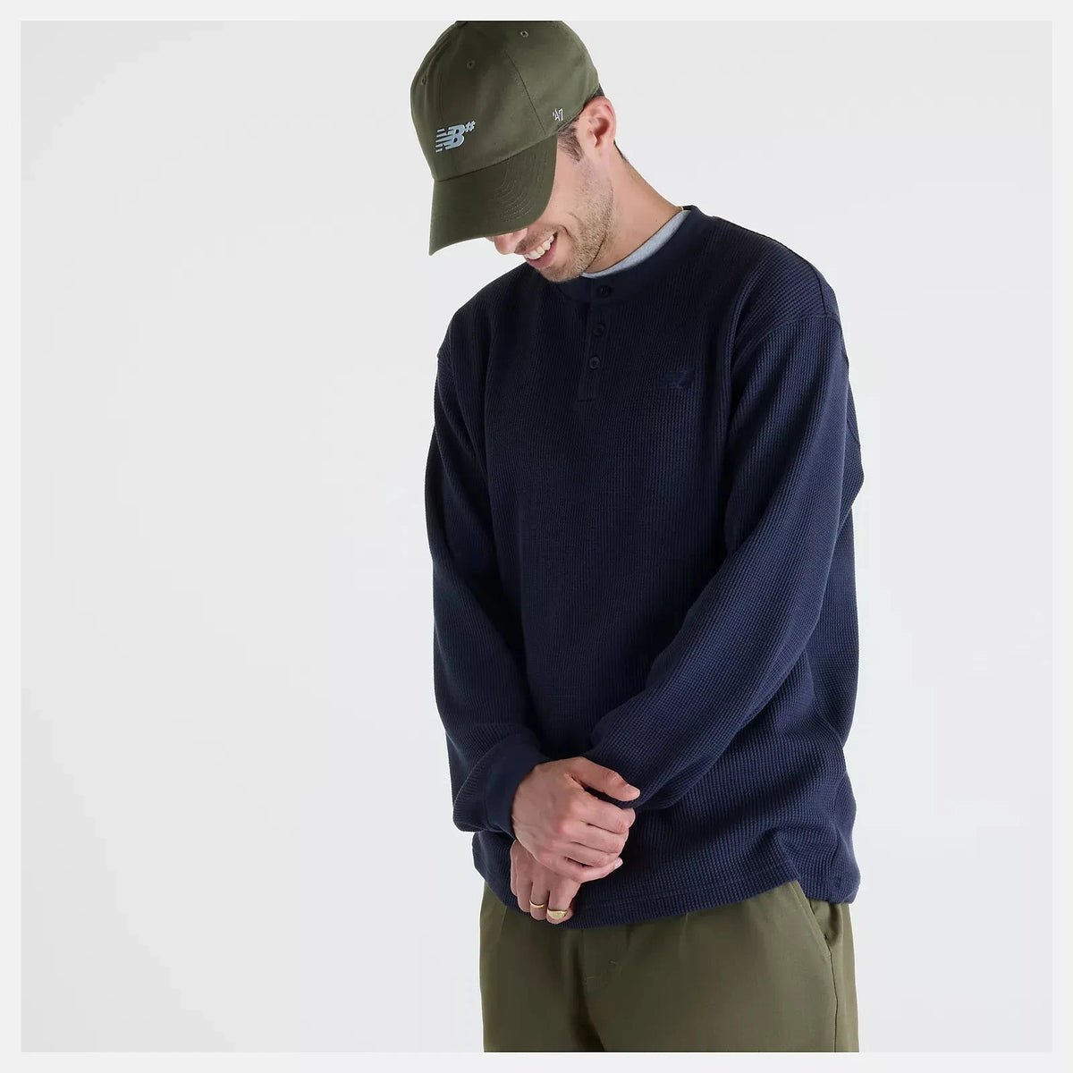 New Balance Numeric Waffle Knit Henley Dark Night shirts New Balance Numeric 