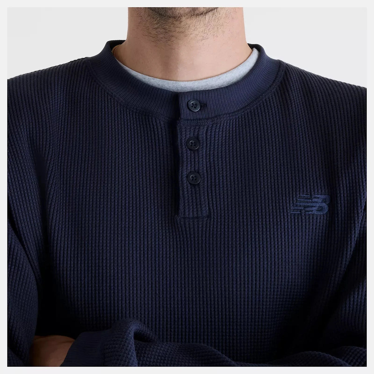 New Balance Numeric Waffle Knit Henley Dark Night shirts New Balance Numeric 