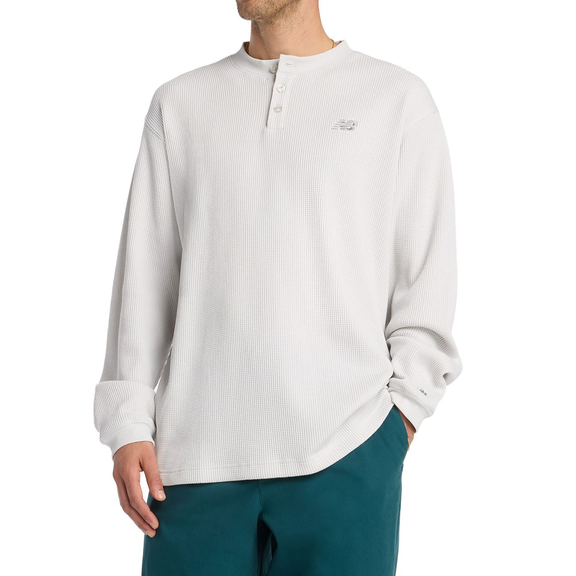 New Balance Numeric Waffle Knit Henley Warm Grey shirts New Balance Numeric 