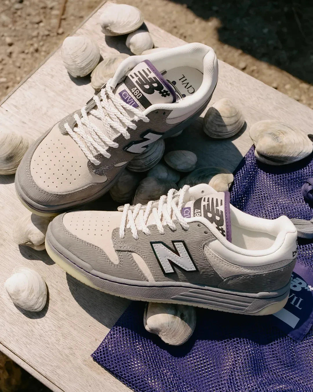 New Balance Numeric x Civil Quahog 480 Clam Grey/Mother of Pearl footwear New Balance Numeric 