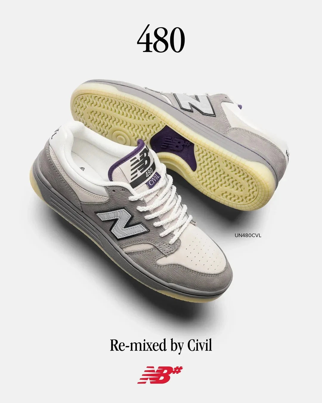 New Balance Numeric x Civil Quahog 480 Clam Grey/Mother of Pearl footwear New Balance Numeric 