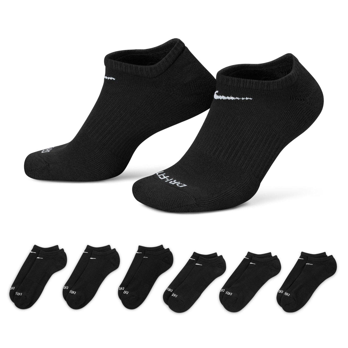 Nike Everyday Plus Cushioned Training No-Show Socks 6 Pack Black L Socks Nike SB 