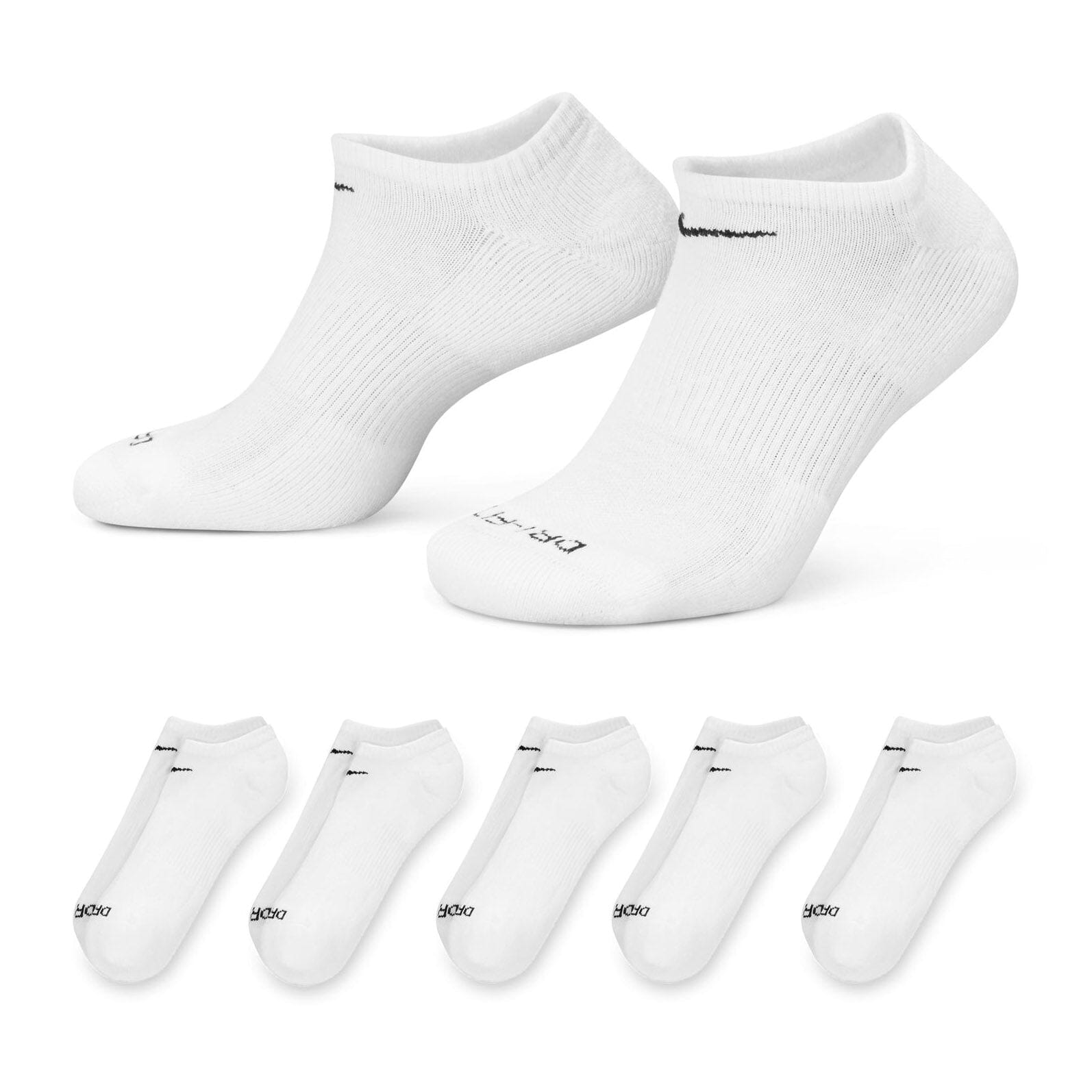 Nike Everyday Plus Cushioned Training No-Show Socks 6 Pack White L Socks Nike SB 