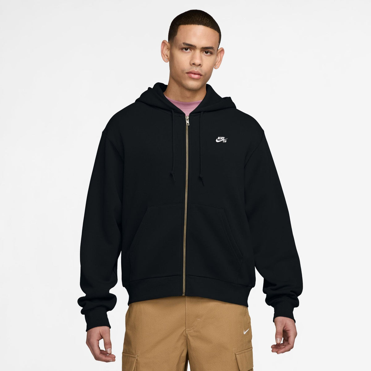 Nike SB Essential Full-Zip Fleece Skate Hoodie Black/White hoodies Nike SB 