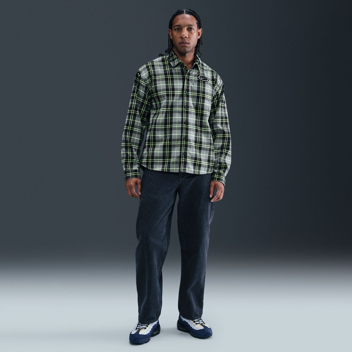 Nike SB Koston Skate Flannel Dark Smoke Grey/Volt shirts Nike SB 