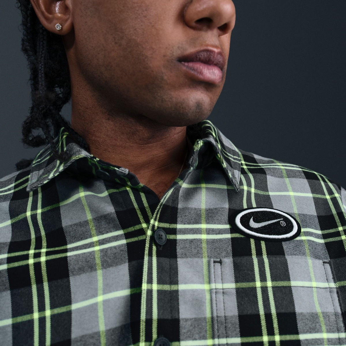 Nike SB Koston Skate Flannel Dark Smoke Grey/Volt shirts Nike SB 