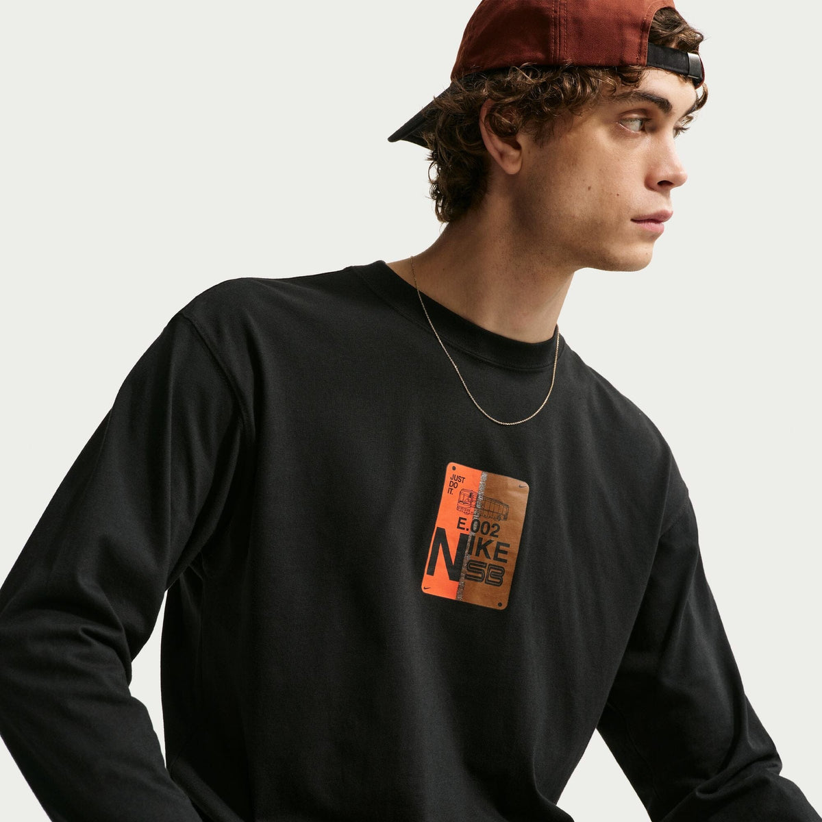 Nike SB SF Bus Pass L/S Skate Tee Black/Safety Orange Tees Nike SB 