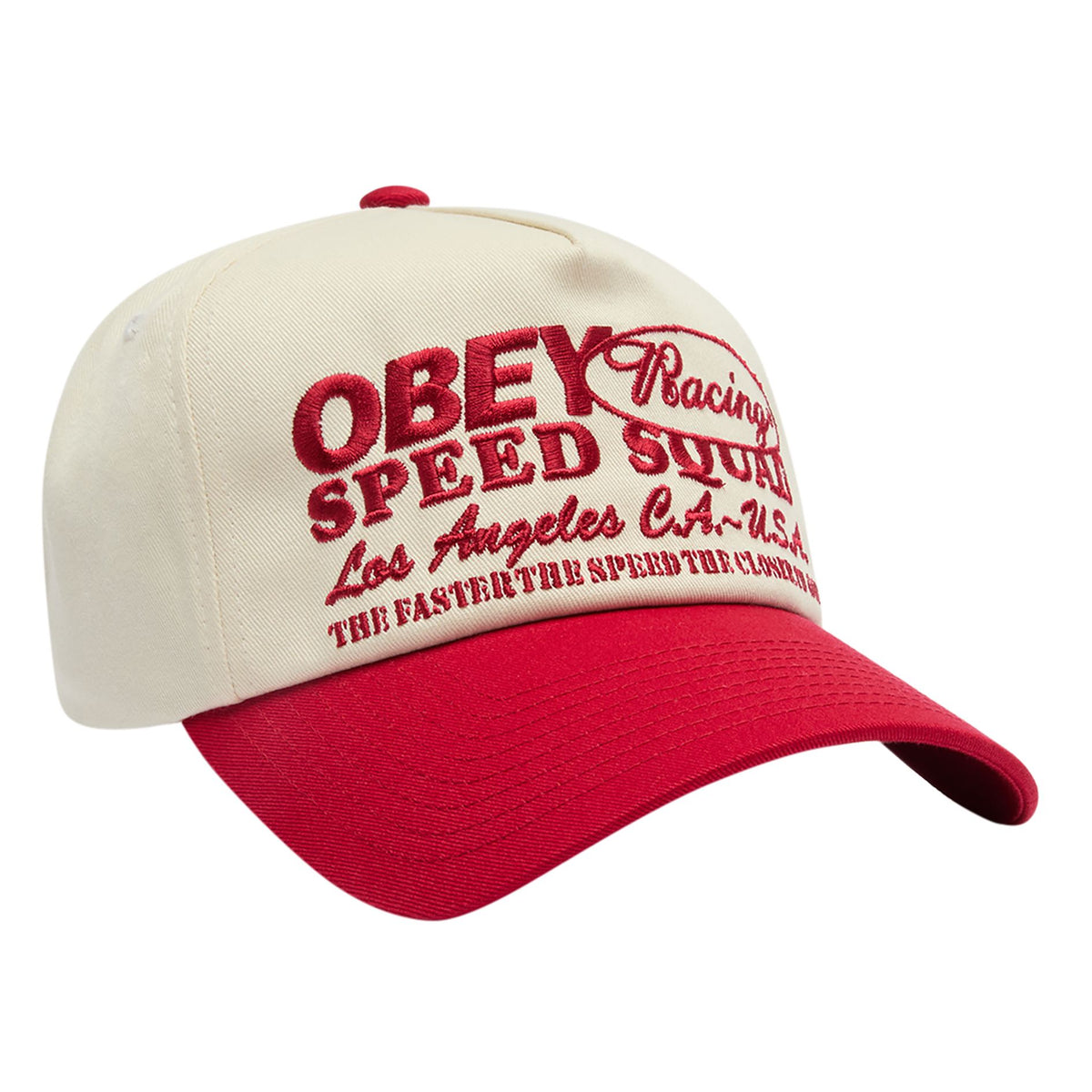 Obey Speed Squad 5 Panel Snapback Hat True Red/Multi Hats Obey 