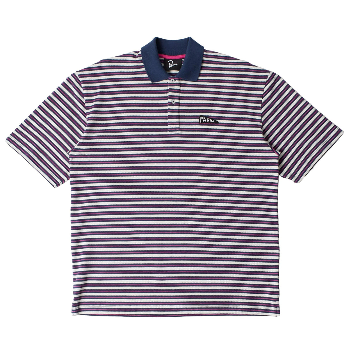 Parra Flag Striper Polo Shirt Purple Pink shirts Parra 