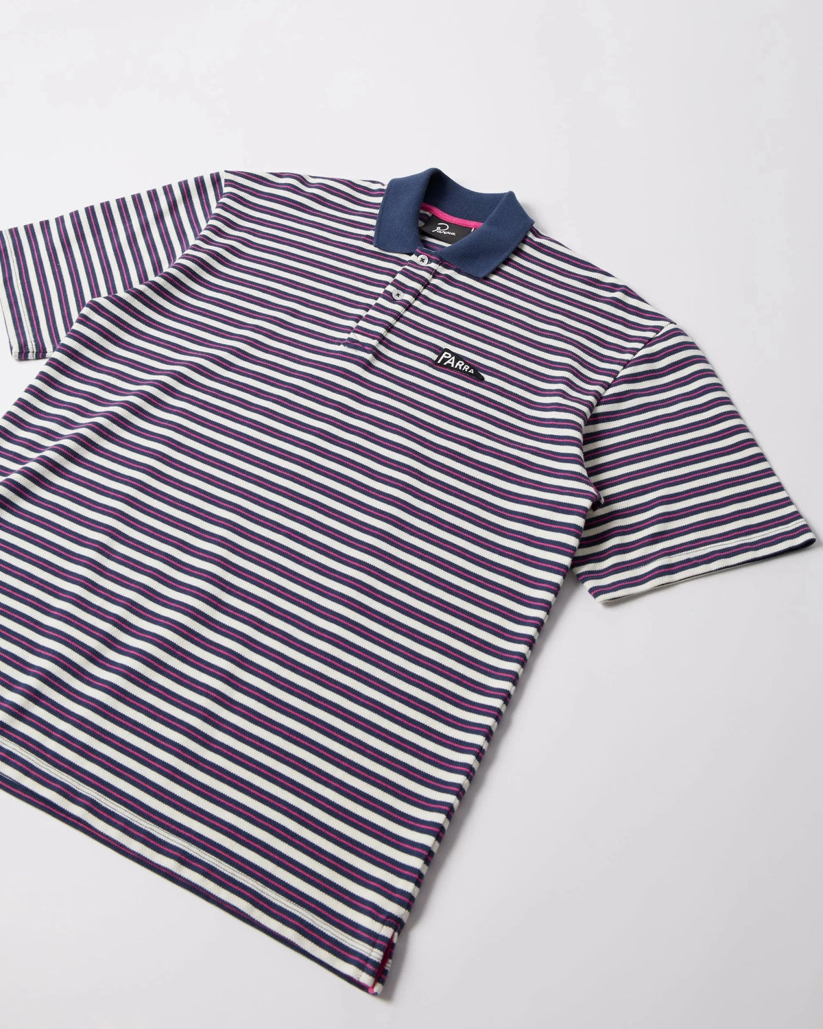 Parra Flag Striper Polo Shirt Purple Pink shirts Parra 