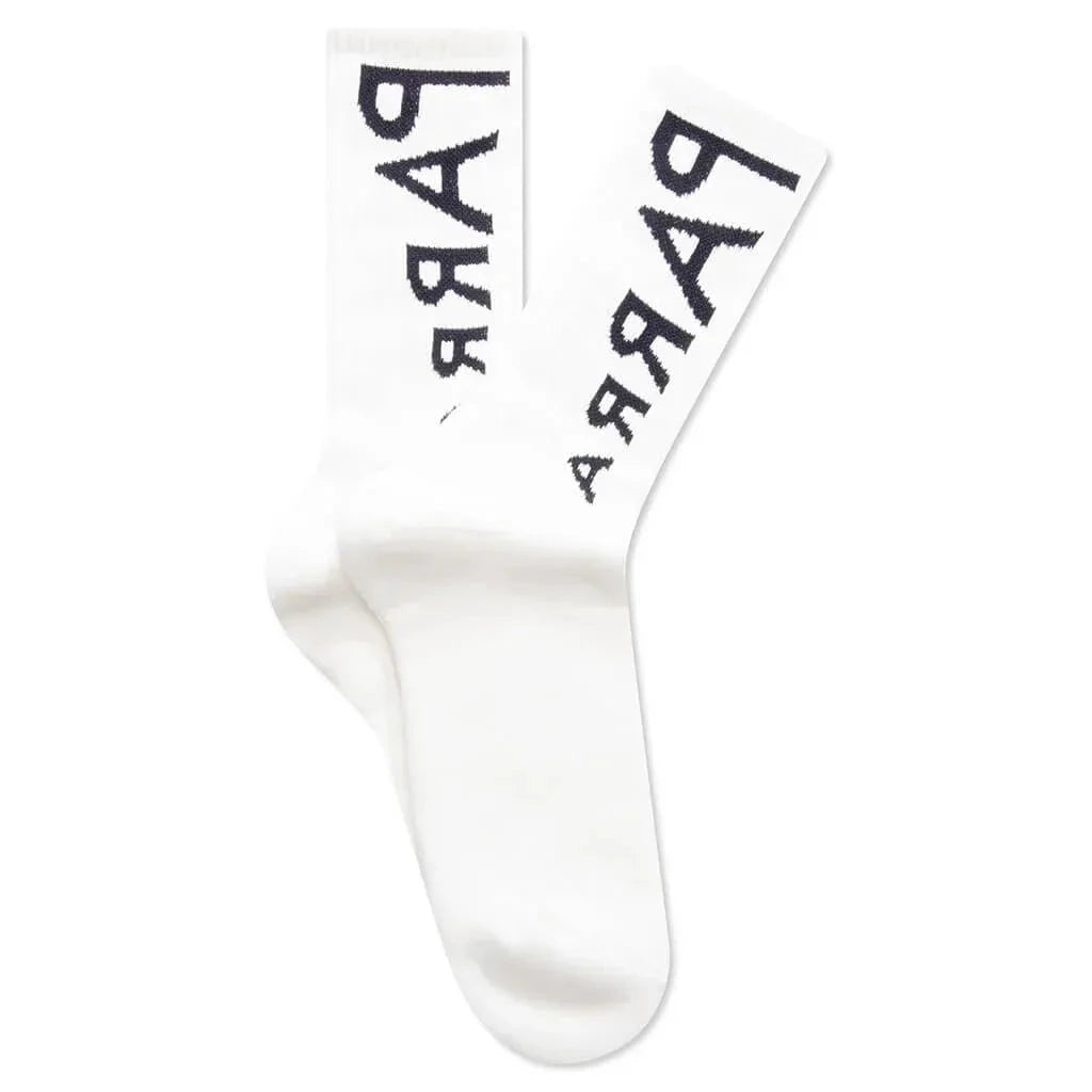 Parra Reversed Flag Logo Crew Socks White Socks Parra 