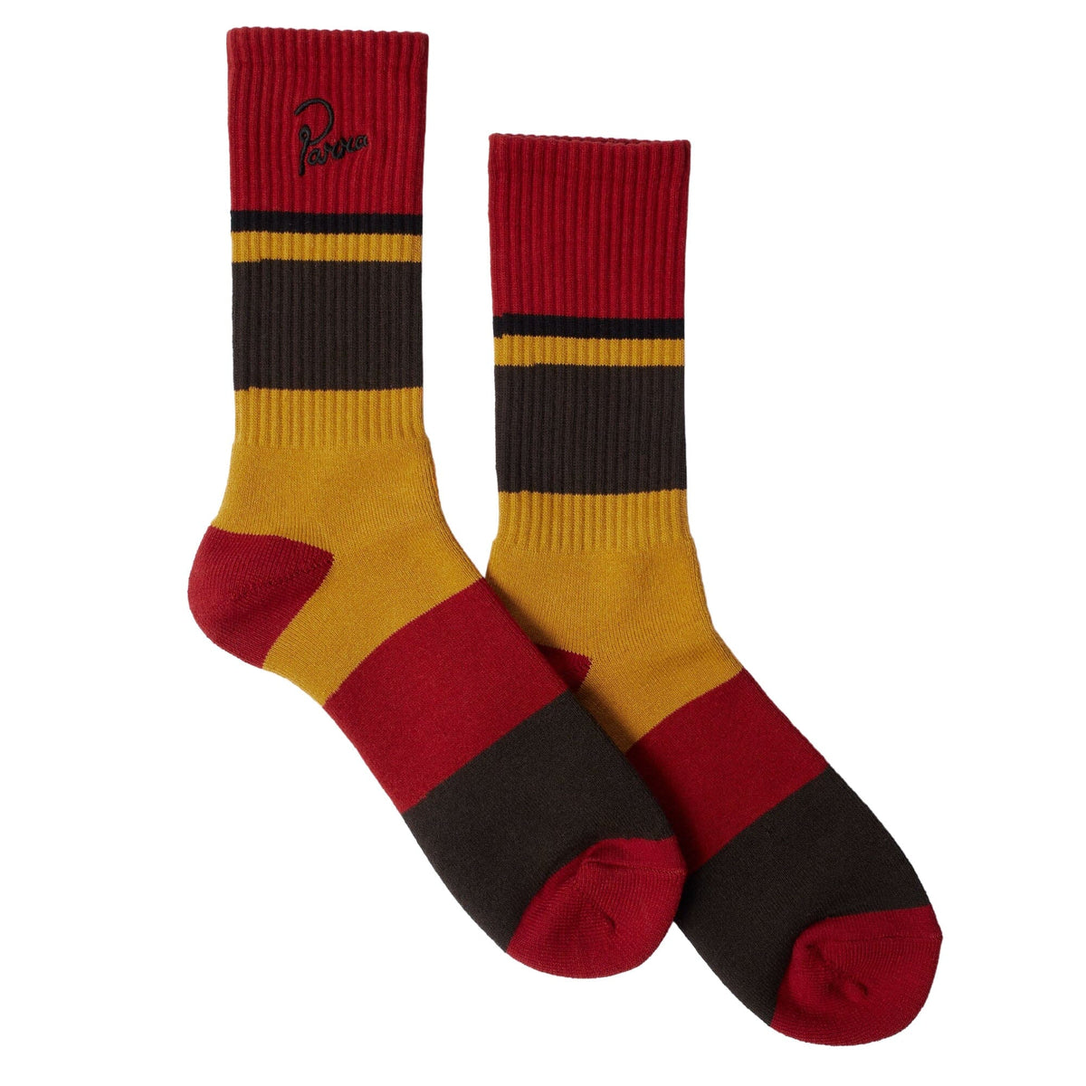 Parra Signature Striped Crew Socks W26 Dark Red socks Parra 