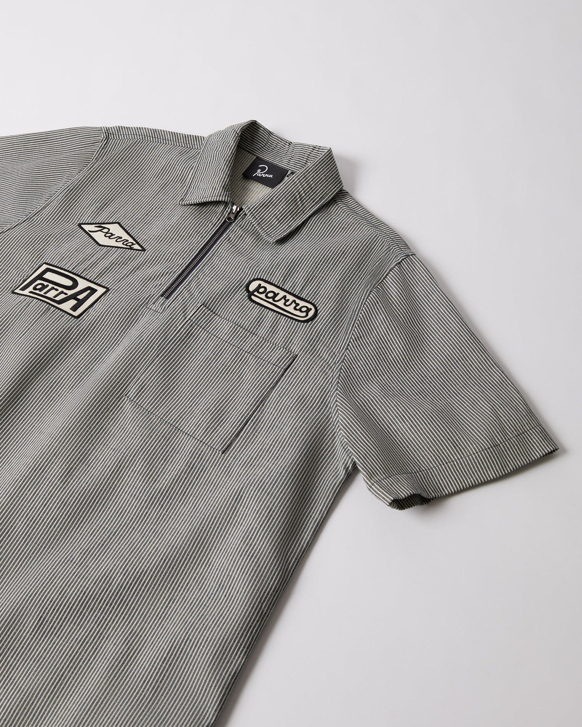 Parra Work Later Quarter Zip Shirt Blue shirts Parra 